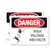 Signmission High Voltage 480 Volts Danger Sign, Plastic, 10in W x 7in L, 2PK OS-2PACK-DS-P-710-L-2200 - alternate 1